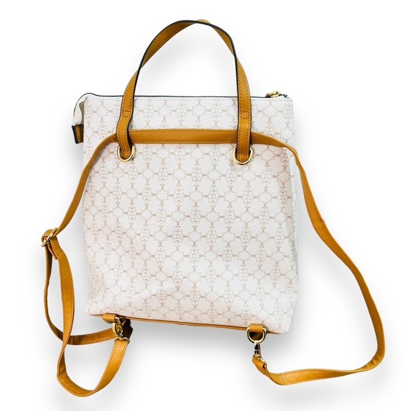 Nanette Lepore White and Tan Logo Backpack Purse main image 6
